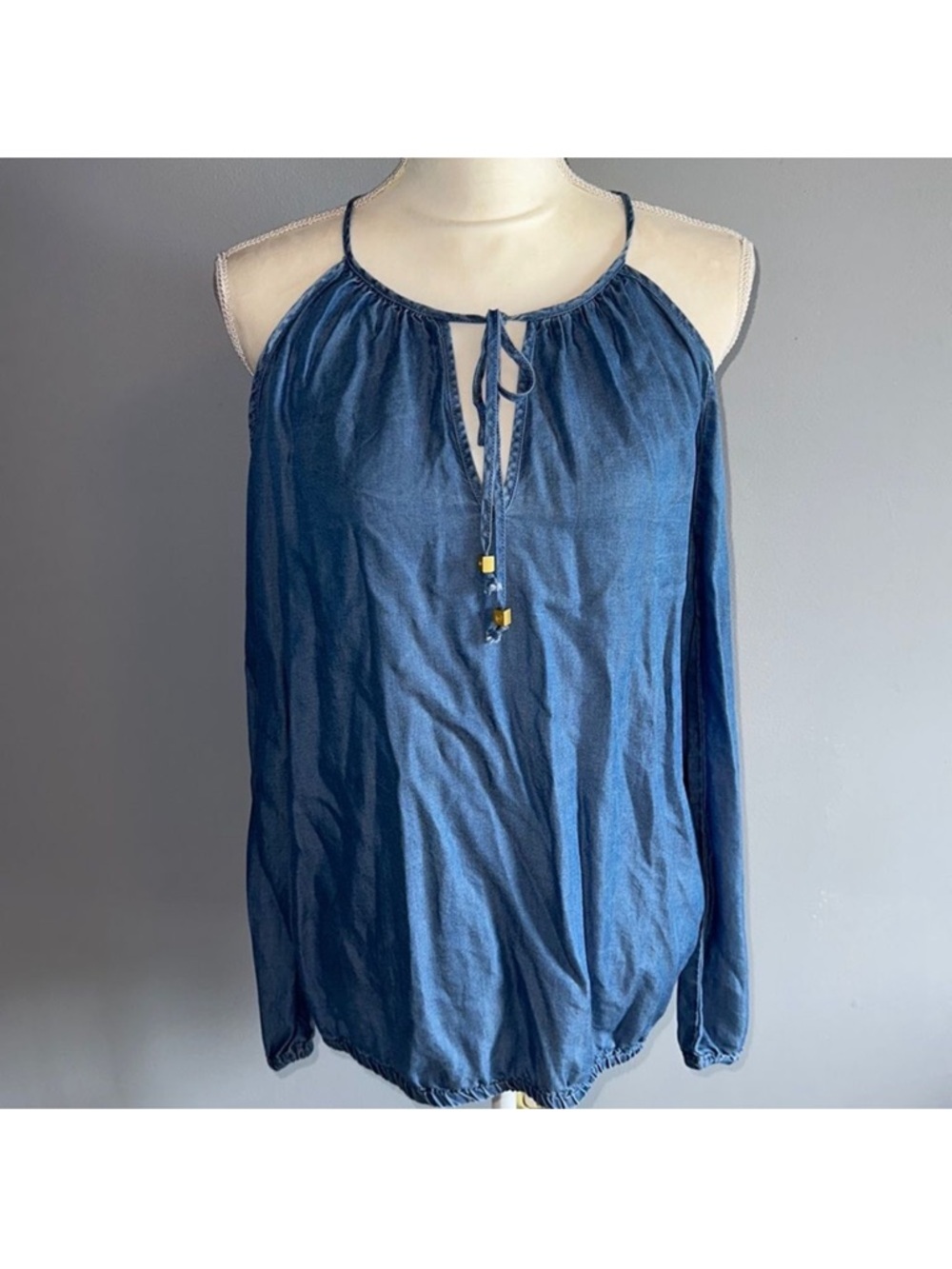 MICHAEL Michael Kors Navy Blue Cold-Shoulder Blouse